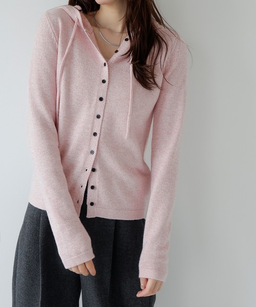 AMUU. PRECIEUSE(アムープレシューズ)の「メランジフーディーニットカーディガン(パーカー・レディース・ピンク/グレー/ボルドー・FREE)」の17枚目の写真