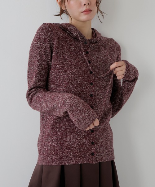 AMUU. PRECIEUSE(アムープレシューズ)の「メランジフーディーニットカーディガン(パーカー・レディース・ピンク/グレー/ボルドー・FREE)」の22枚目の写真