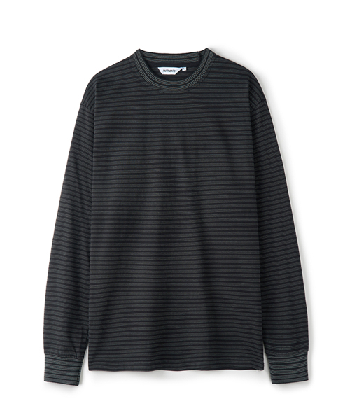 PARTIMENTO(パルティメント)の「リップトリムストライプロングスリーブブラック(Tシャツ/カットソー・メンズ・その他・MEDIUM/LARGE)」の1枚目の写真