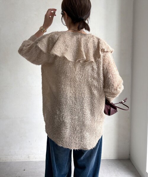 DouDou(ドゥドゥ)の「【WEB限定】ジャガードラッフルブラウス(シャツ/ブラウス・レディース・ベージュ/オフホワイト/ブラック・FREE)」の14枚目の写真