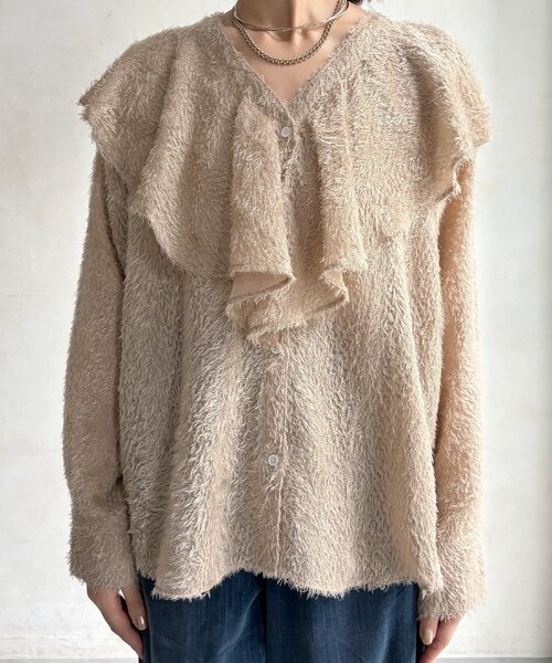 DouDou(ドゥドゥ)の「【WEB限定】ジャガードラッフルブラウス(シャツ/ブラウス・レディース・ベージュ/オフホワイト/ブラック・FREE)」の13枚目の写真