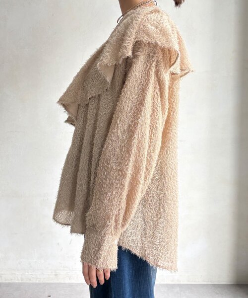 DouDou(ドゥドゥ)の「【WEB限定】ジャガードラッフルブラウス(シャツ/ブラウス・レディース・ベージュ/オフホワイト/ブラック・FREE)」の12枚目の写真