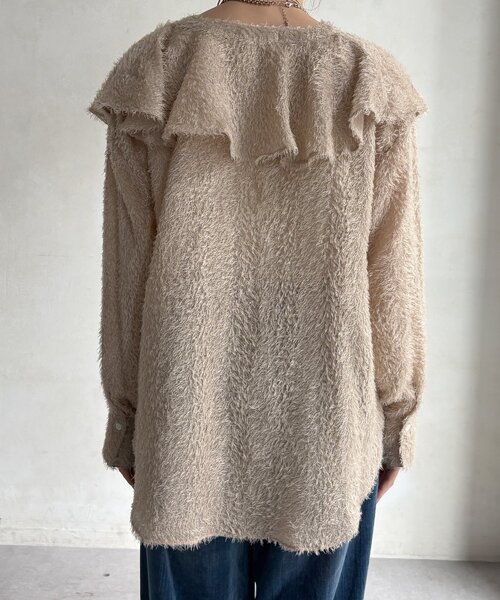DouDou(ドゥドゥ)の「【WEB限定】ジャガードラッフルブラウス(シャツ/ブラウス・レディース・ベージュ/オフホワイト/ブラック・FREE)」の11枚目の写真
