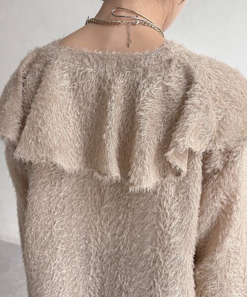 DouDou(ドゥドゥ)の「【WEB限定】ジャガードラッフルブラウス(シャツ/ブラウス・レディース・ベージュ/オフホワイト/ブラック・FREE)」の9枚目の写真