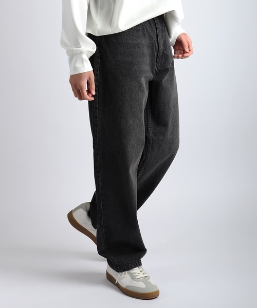 HANES(ヘインズ)の「Hanes / ヘインズ 綿100% 5ポケット ワイドストレートデニムパンツ(デニムパンツ・メンズ・ブラック/ネイビー/ライトブルー・M/LL/L)」の2枚目の写真