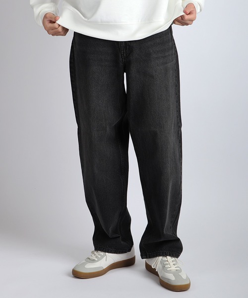 HANES(ヘインズ)の「Hanes / ヘインズ 綿100% 5ポケット ワイドストレートデニムパンツ(デニムパンツ・メンズ・ブラック/ネイビー/ライトブルー・M/LL/L)」の4枚目の写真