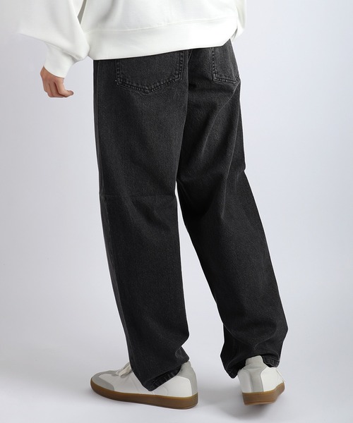 HANES(ヘインズ)の「Hanes / ヘインズ 綿100% 5ポケット ワイドストレートデニムパンツ(デニムパンツ・メンズ・ブラック/ネイビー/ライトブルー・M/LL/L)」の6枚目の写真