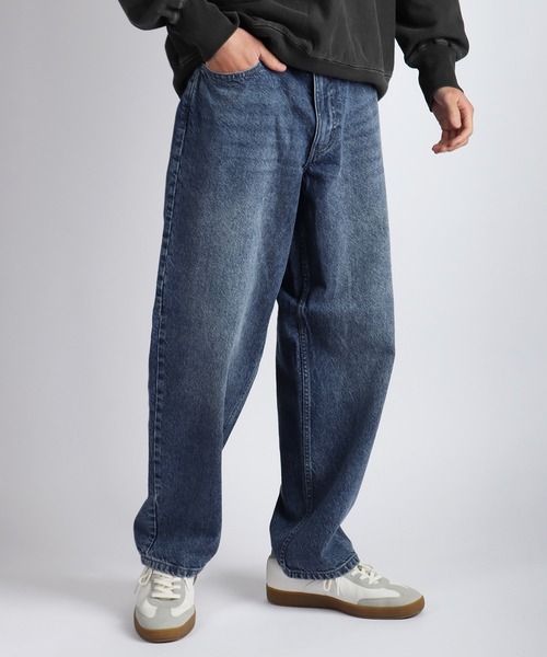 HANES(ヘインズ)の「Hanes / ヘインズ 綿100% 5ポケット ワイドストレートデニムパンツ(デニムパンツ・メンズ・ブラック/ネイビー/ライトブルー・M/LL/L)」の10枚目の写真