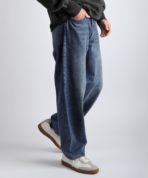 HANES(ヘインズ)の「Hanes / ヘインズ 綿100% 5ポケット ワイドストレートデニムパンツ(デニムパンツ・メンズ・ブラック/ネイビー/ライトブルー・M/LL/L)」の13枚目の写真