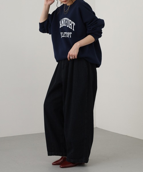 OMNES(オムネス)の「ワッシャーダンプ&デニムサーカスパンツ(デニムパンツ・レディース・ネイビー/ブラック/ベージュ/カーキ・M/L)」の6枚目の写真