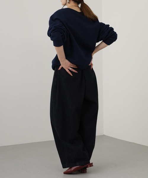OMNES(オムネス)の「ワッシャーダンプ&デニムサーカスパンツ(デニムパンツ・レディース・ネイビー/ブラック/ベージュ/カーキ・M/L)」の7枚目の写真