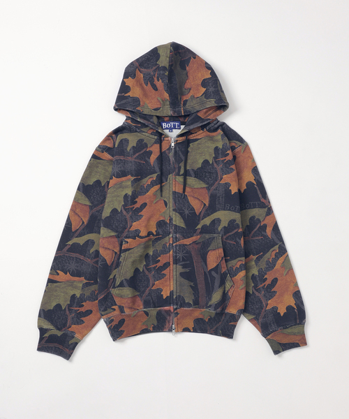BOTT（ボット）の「BoTT / ボット WASHED TREE CAMO ZIP HOODIE（パーカー・メンズ・ブラック/ブラウン・SMALL/MEDIUM/LARGE）」の3枚目の写真