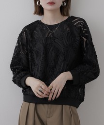 BRODIAEA シアー刺繍レースプルオーバー 長袖
