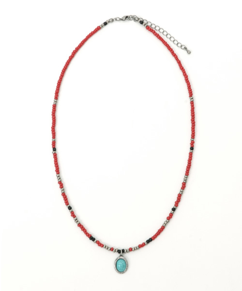 VENCEEXCHANGE（ヴァンスエクスチェンジ）の「CONカラービーズネックレス           （ネックレス・メンズ・ブルー/ホワイト/レッド/ブラック・FREE）」の4枚目の写真