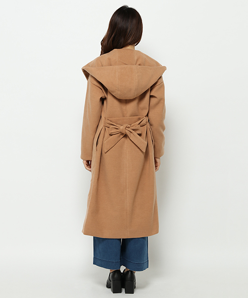 VENCEEXCHANGE（ヴァンスエクスチェンジ）の「フェイクウールフードガウン（チェスターコート・レディース・ブラウン系その他/チャコールグレー・LARGE/MEDIUM）」の4枚目の写真