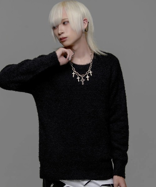 SILVER BULLET（シルバーバレット）の「『CavariA/キャバリア』フェザーヤーンクルーネック長袖ニットセーター（ニット/セーター・メンズ・ベージュ/ホワイト/レッド系その他/ホワイト×ブラック/ブラック/オフホワイト/ホワイト×レッド・M/L）」の6枚目の写真