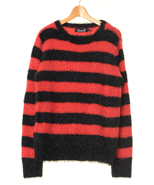 SILVER BULLET（シルバーバレット）の「『CavariA/キャバリア』フェザーヤーンクルーネック長袖ニットセーター（ニット/セーター・メンズ・ベージュ/ホワイト/レッド系その他/ホワイト×ブラック/ブラック/オフホワイト/ホワイト×レッド・M/L）」の8枚目の写真