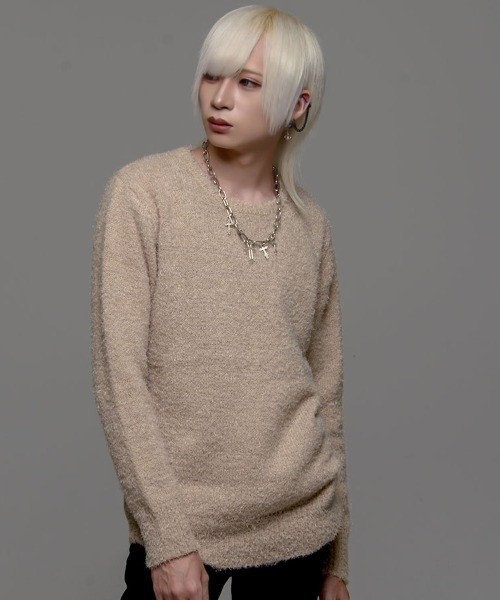 SILVER BULLET（シルバーバレット）の「『CavariA/キャバリア』フェザーヤーンクルーネック長袖ニットセーター（ニット/セーター・メンズ・ベージュ/ホワイト/レッド系その他/ホワイト×ブラック/ブラック/オフホワイト/ホワイト×レッド・M/L）」の20枚目の写真