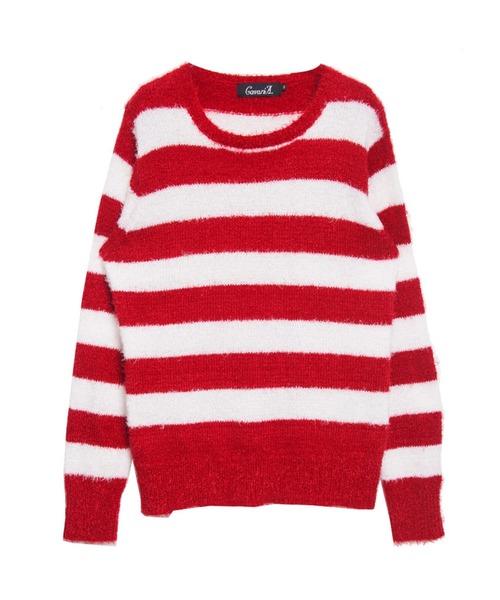 SILVER BULLET（シルバーバレット）の「『CavariA/キャバリア』フェザーヤーンクルーネック長袖ニットセーター（ニット/セーター・メンズ・ベージュ/ホワイト/レッド系その他/ホワイト×ブラック/ブラック/オフホワイト/ホワイト×レッド・M/L）」の21枚目の写真