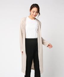 UVカットスラブ素材ロングトッパーカーディガン