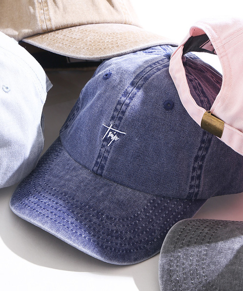 WEGO（ウィゴー）の「WEGO/ピグメントLOWキャップ（キャップ・メンズ・サックスブルー/ライトピンク/ブラック/ネイビー/ベージュ/ブルー/オレンジ・FREE）」の4枚目の写真