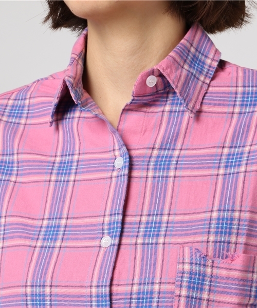 PUNYUS（プニュズ）の「ダメージチェックシャツ（シャツ/ブラウス・レディース・ピンク/レッド/イエロー/ブルー・2/3/4/1）」の10枚目の写真