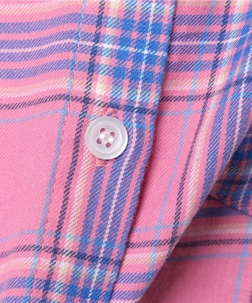 PUNYUS（プニュズ）の「ダメージチェックシャツ（シャツ/ブラウス・レディース・ピンク/レッド/イエロー/ブルー・2/3/4/1）」の6枚目の写真