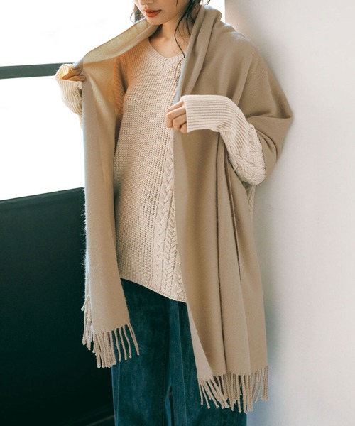 Ranan(ラナン)の「<プチプラ>カシミヤタッチ大判ストール(ストール/スヌード)」|ベージュ