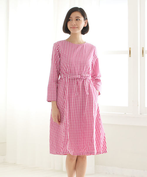 Afternoon Tea アフタヌーンティー の ギンガムチェックリボンワンピース ワンピース Wear