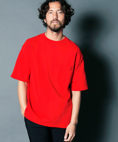 Magine(マージン)の「URAKE BIG SILHOUETTE PKT TEE:ウラケビックシルエット ポケットTEE(Tシャツ/カットソー・メンズ・レッド/ホワイト/ブラック/グレー/ネイビー・48/44/46)」の1枚目の写真