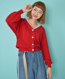 w closet | ガーター編みVネックカーディガン(カーディガン/ボレロ)