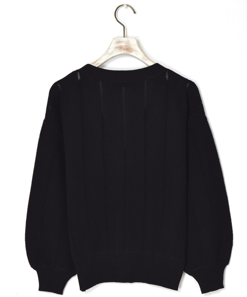 w closet(ダブルクローゼット)の「ガーター編みVネックカーディガン(カーディガン/ボレロ・レディース・ブラック/レッド/オフホワイト・FREE)」の16枚目の写真