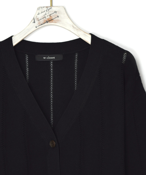 w closet(ダブルクローゼット)の「ガーター編みVネックカーディガン(カーディガン/ボレロ・レディース・ブラック/レッド/オフホワイト・FREE)」の17枚目の写真
