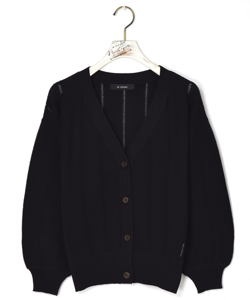 w closet(ダブルクローゼット)の「ガーター編みVネックカーディガン(カーディガン/ボレロ・レディース・ブラック/レッド/オフホワイト・FREE)」の21枚目の写真