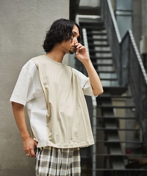 CIAOPANIC(チャオパニック)の「カラーブロックプルオーバー(Tシャツ/カットソー・メンズ・ホワイト/オリーブ/パープル・LARGE/MEDIUM)」の1枚目の写真