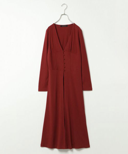 VENCEEXCHANGE（ヴァンスエクスチェンジ）の「カットリブロングワンピースカーディガン（カーディガン/ボレロ・レディース・ブラック/ボルドー/ベージュ・M）」の3枚目の写真