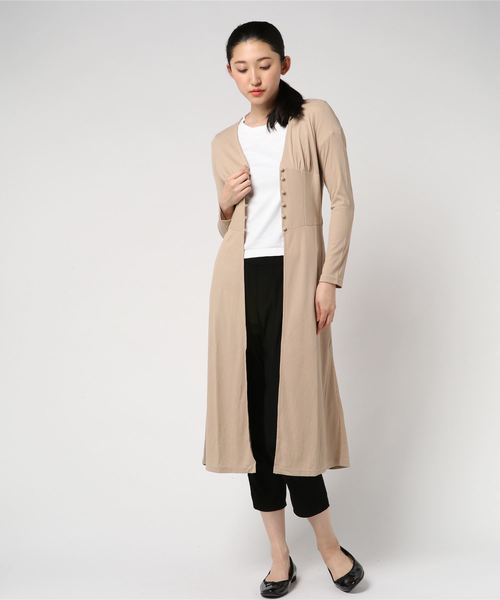 VENCEEXCHANGE（ヴァンスエクスチェンジ）の「カットリブロングワンピースカーディガン（カーディガン/ボレロ・レディース・ブラック/ボルドー/ベージュ・M）」の7枚目の写真