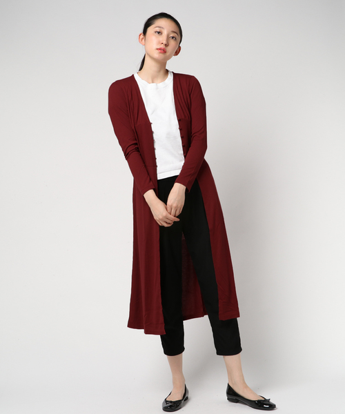 VENCEEXCHANGE（ヴァンスエクスチェンジ）の「カットリブロングワンピースカーディガン（カーディガン/ボレロ・レディース・ブラック/ボルドー/ベージュ・M）」の8枚目の写真
