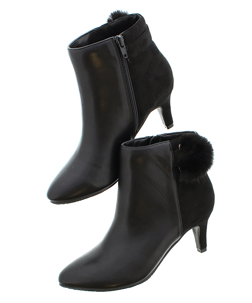 JELLY BEANS（ジェリービーンズ）の「ファーバックルショートブーツ(204-2324)JELLY BEANS(ジェリービーンズ)（ブーツ・レディース・ブラック/ダークブラウン/グレイッシュベージュ・LL/S/M/L）」の2枚目の写真