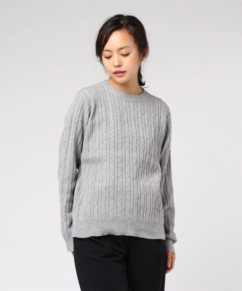 KOBE LETTUCE（コウベレタス）の「クルーネック細ケーブルニットトップス＊レディース/セーター/長袖[C3464]神戸レタス（ニット/セーター・レディース・アイボリー/レッド/グレー/ネイビー・FREE）」の7枚目の写真
