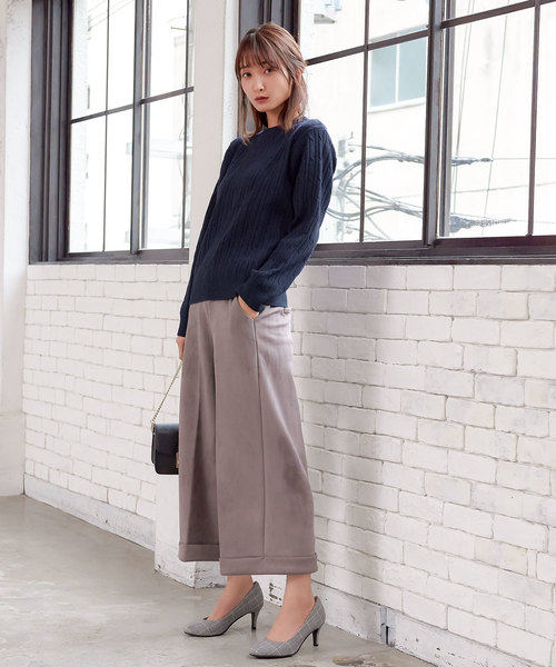 KOBE LETTUCE（コウベレタス）の「クルーネック細ケーブルニットトップス＊レディース/セーター/長袖[C3464]神戸レタス（ニット/セーター・レディース・アイボリー/レッド/グレー/ネイビー・FREE）」の11枚目の写真