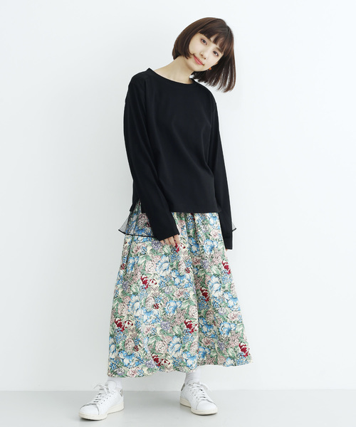 MERLOT（メルロー）の「花柄タックフレアスカート1724（スカート・レディース・ブラック/ベージュ/ネイビー・FREE）」の20枚目の写真