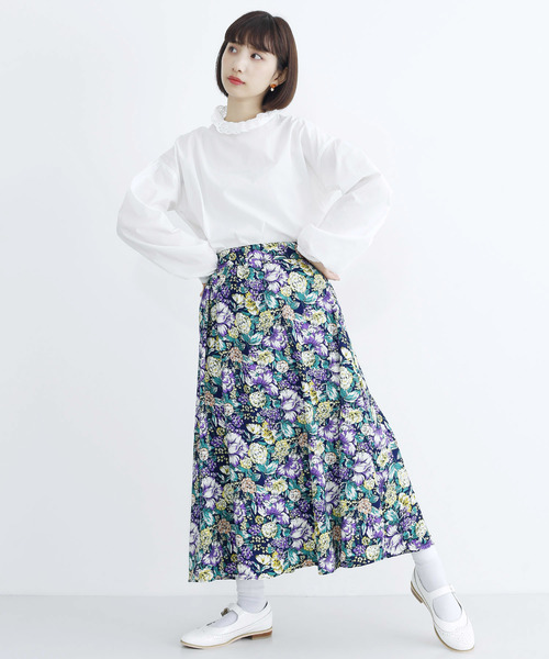 MERLOT（メルロー）の「花柄タックフレアスカート1724（スカート・レディース・ブラック/ベージュ/ネイビー・FREE）」の18枚目の写真