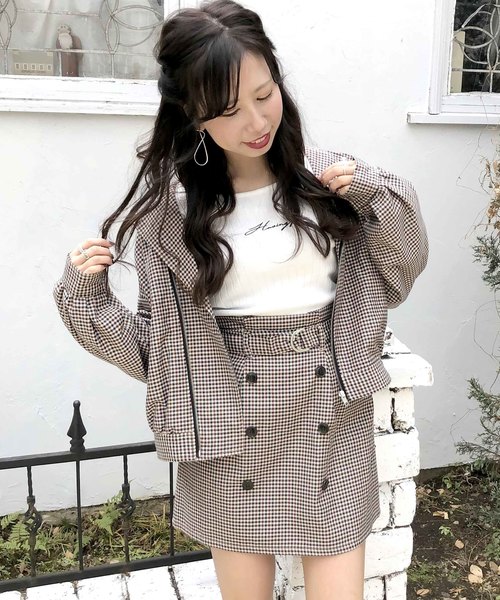 archives（アルシーヴ）の「【SETUPにも】先染めチェックBigライダース（ライダースジャケット・レディース・グレー/レッド・MEDIUM）」の2枚目の写真