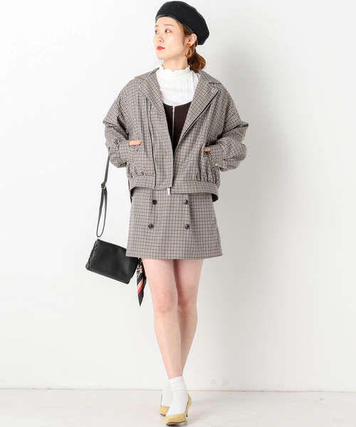 archives（アルシーヴ）の「【SETUPにも】先染めチェックBigライダース（ライダースジャケット・レディース・グレー/レッド・MEDIUM）」の3枚目の写真