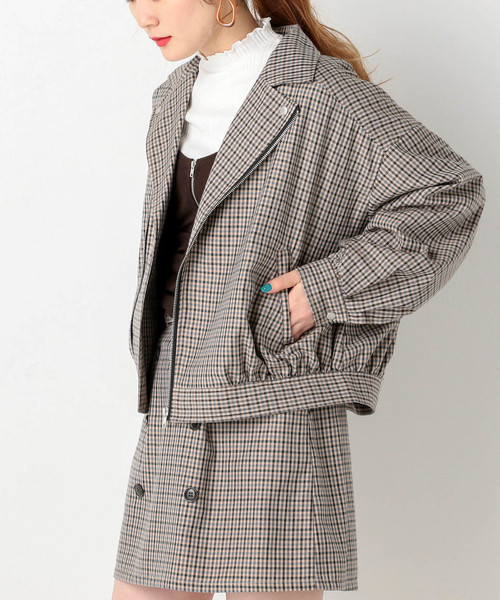 archives（アルシーヴ）の「【SETUPにも】先染めチェックBigライダース（ライダースジャケット・レディース・グレー/レッド・MEDIUM）」の8枚目の写真