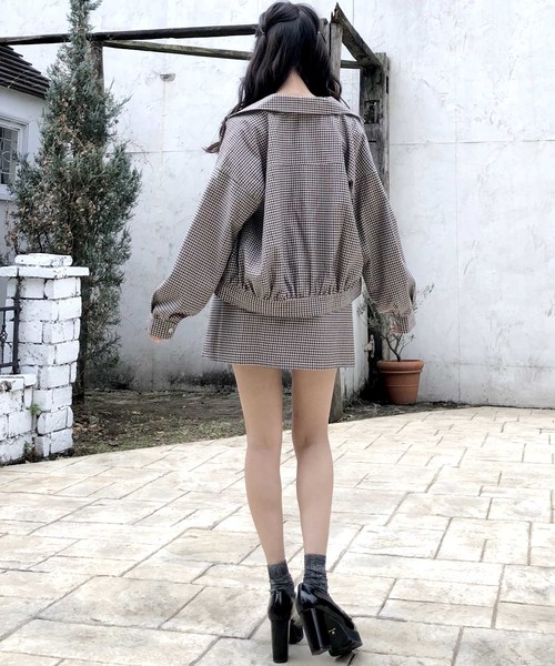 archives（アルシーヴ）の「【SETUPにも】先染めチェックBigライダース（ライダースジャケット・レディース・グレー/レッド・MEDIUM）」の10枚目の写真