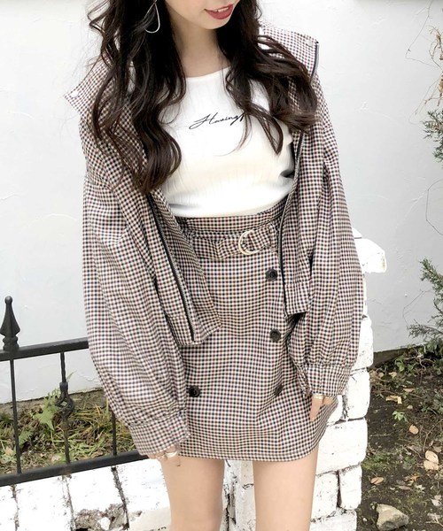 archives（アルシーヴ）の「【SETUPにも】先染めチェックBigライダース（ライダースジャケット・レディース・グレー/レッド・MEDIUM）」の9枚目の写真