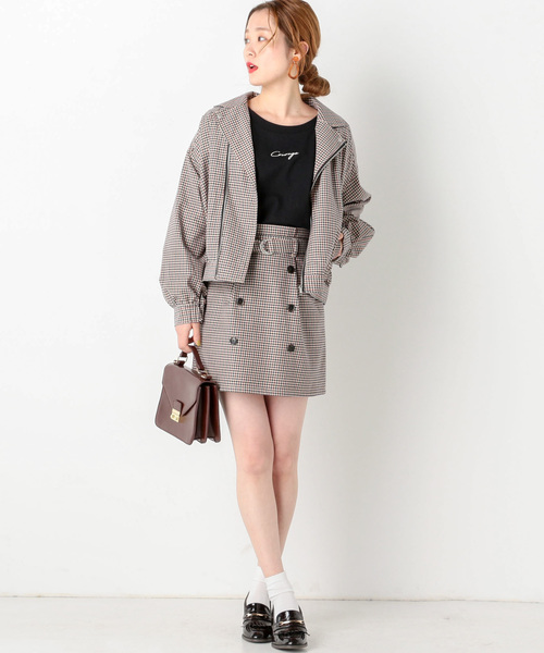 archives（アルシーヴ）の「【SETUPにも】先染めチェックBigライダース（ライダースジャケット・レディース・グレー/レッド・MEDIUM）」の6枚目の写真