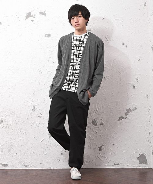 MinoriTY（マイノリティ）の「2枚セット/ロングカーデ+Tシャツ/アンサンブル（カーディガン/ボレロ・メンズ・ブラック/ブラック系その他/グレー系その他/チャコール・M/L）」の7枚目の写真